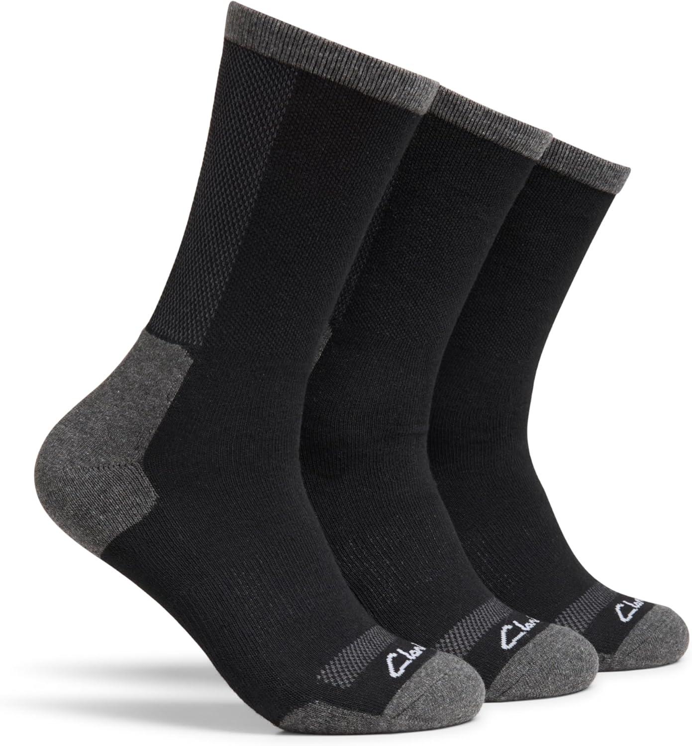 imageClarks Mens Casual Half Cushion Crew Sock with Air Channel 3 Pair Black Mens 712 Shoe
