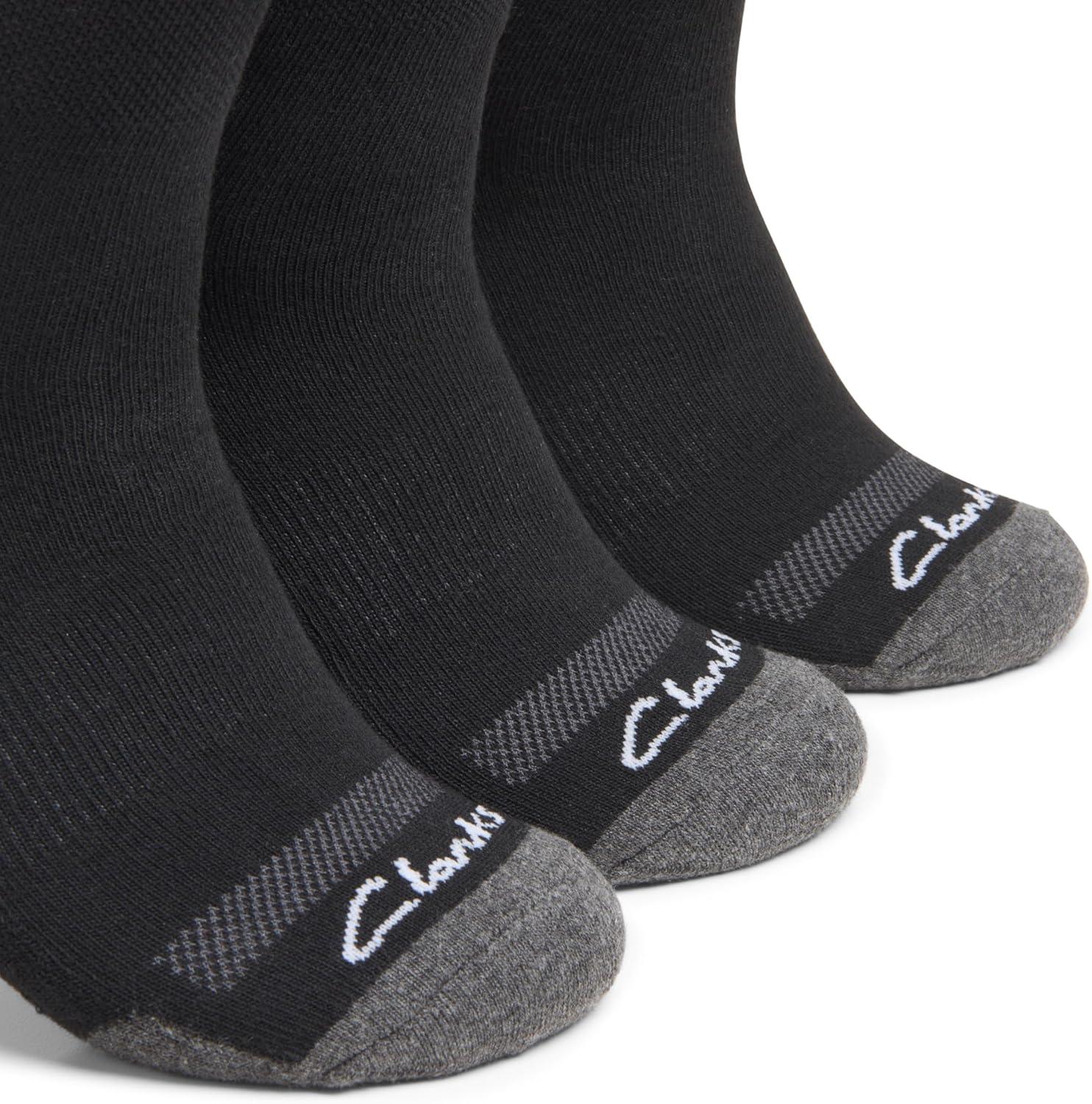 imageClarks Mens Casual Half Cushion Crew Sock with Air Channel 3 Pair Black Mens 712 Shoe