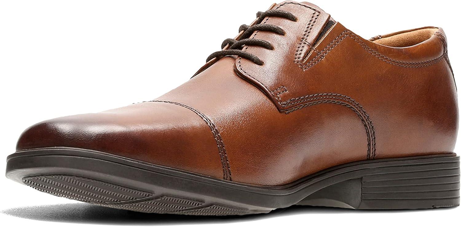 imageClarks Mens Tilden Cap Oxford ShoesDark Tan Leather