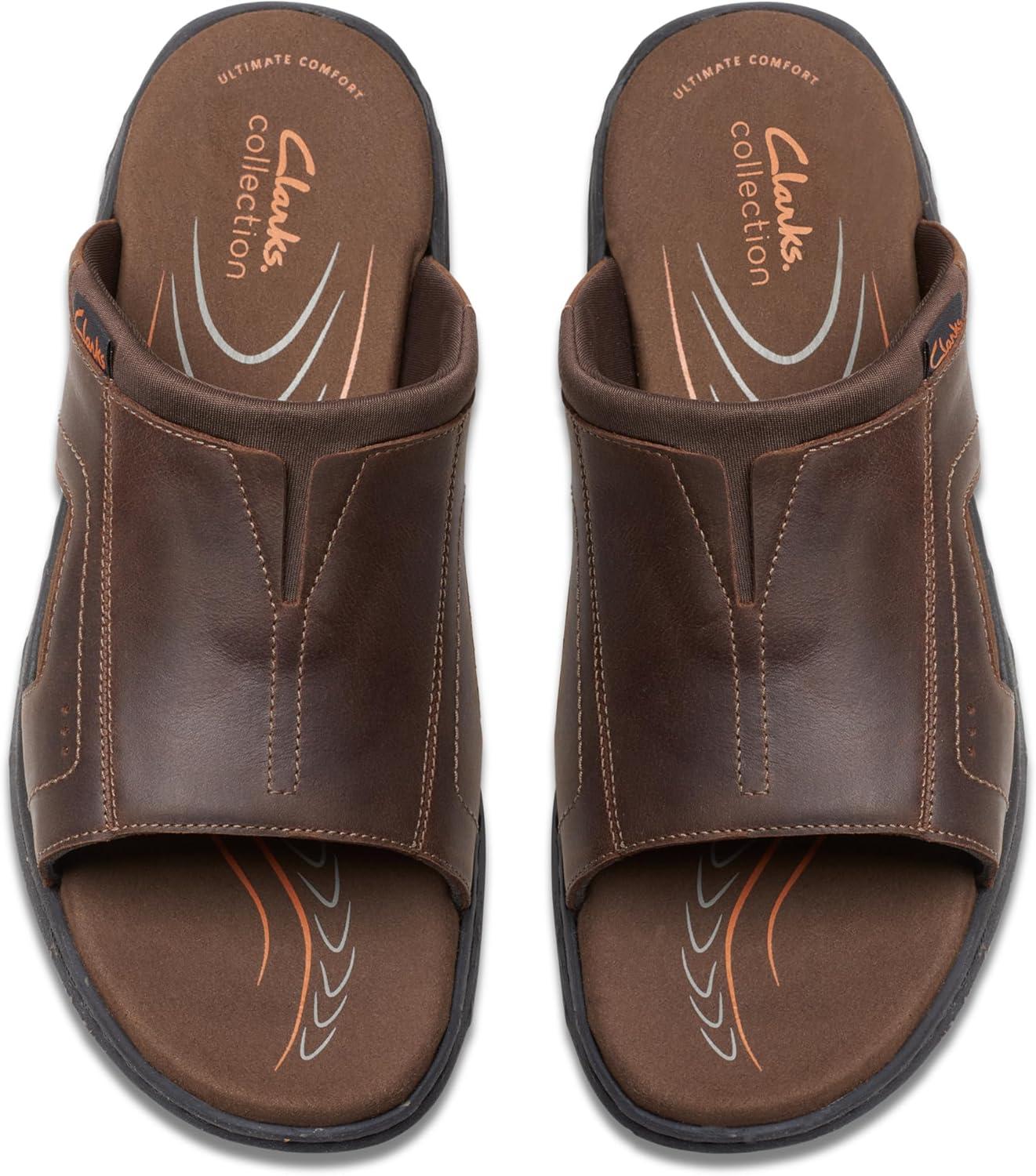 imageClarks Mens Walkford Band Slide SandalBeeswax Leather