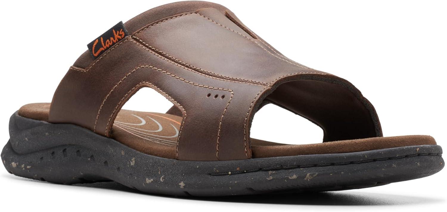 imageClarks Mens Walkford Band Slide SandalBeeswax Leather