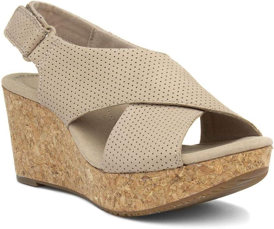 imageClarks Womens Annadel Eirwyn Wedge SandalBeige Sand Suede Sand Suede