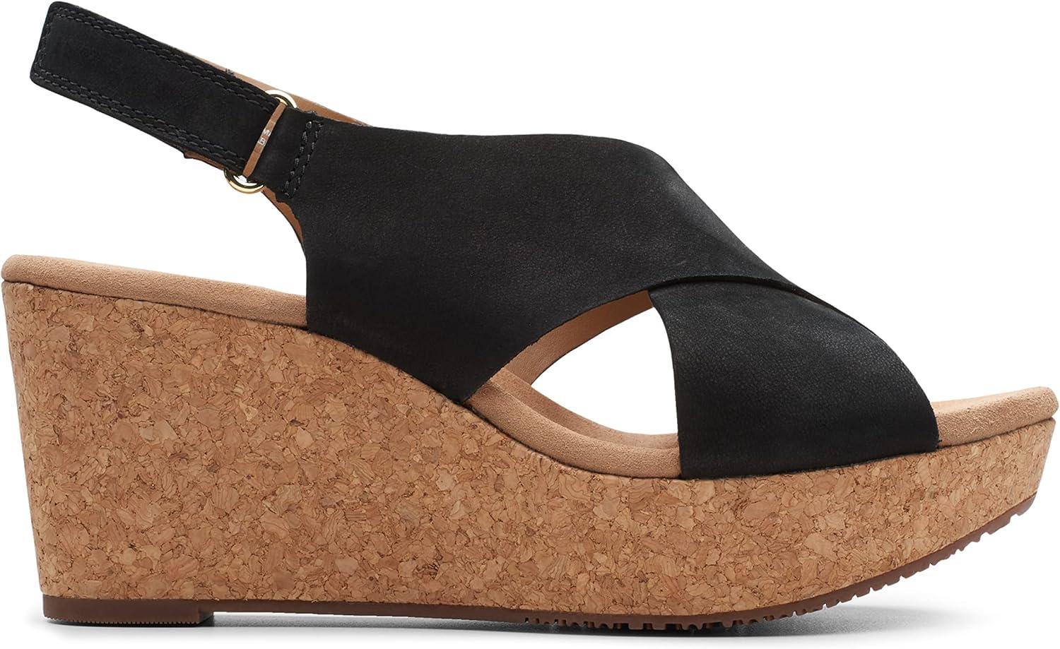 imageClarks Womens Annadel Eirwyn Wedge SandalBlack Nubuck