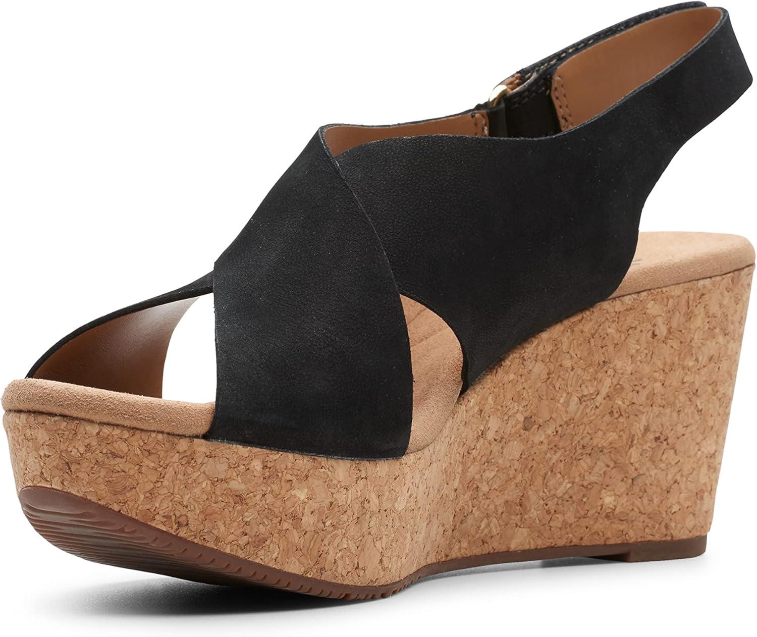 imageClarks Womens Annadel Eirwyn Wedge SandalBlack Nubuck