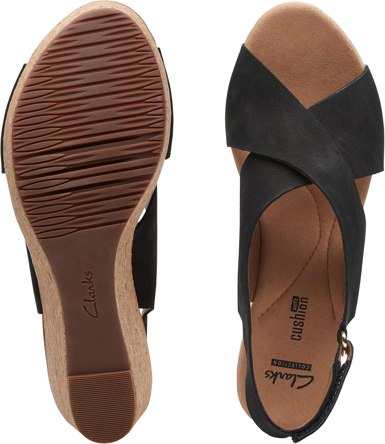 imageClarks Womens Annadel Eirwyn Wedge SandalBlack Nubuck