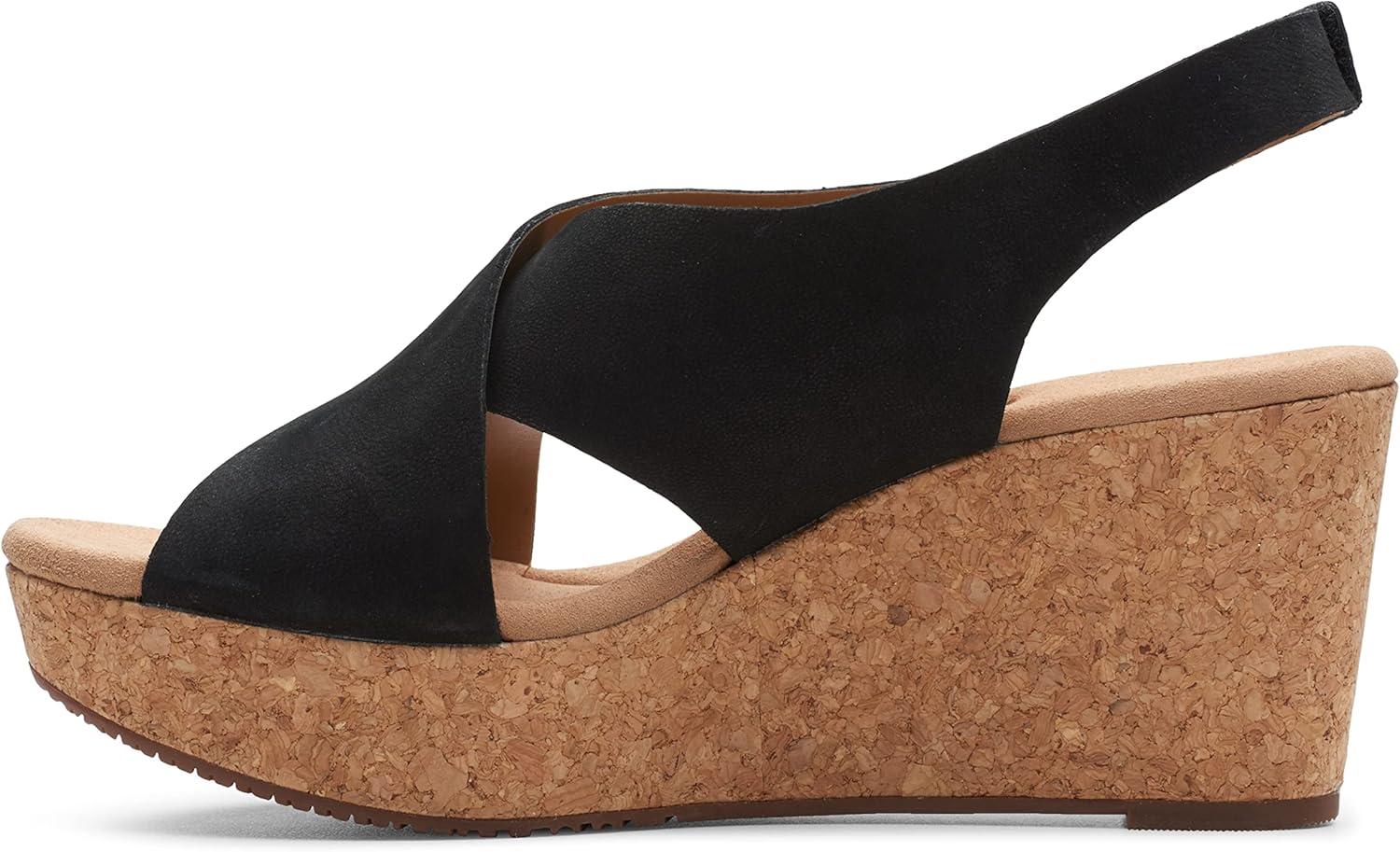imageClarks Womens Annadel Eirwyn Wedge SandalBlack Nubuck