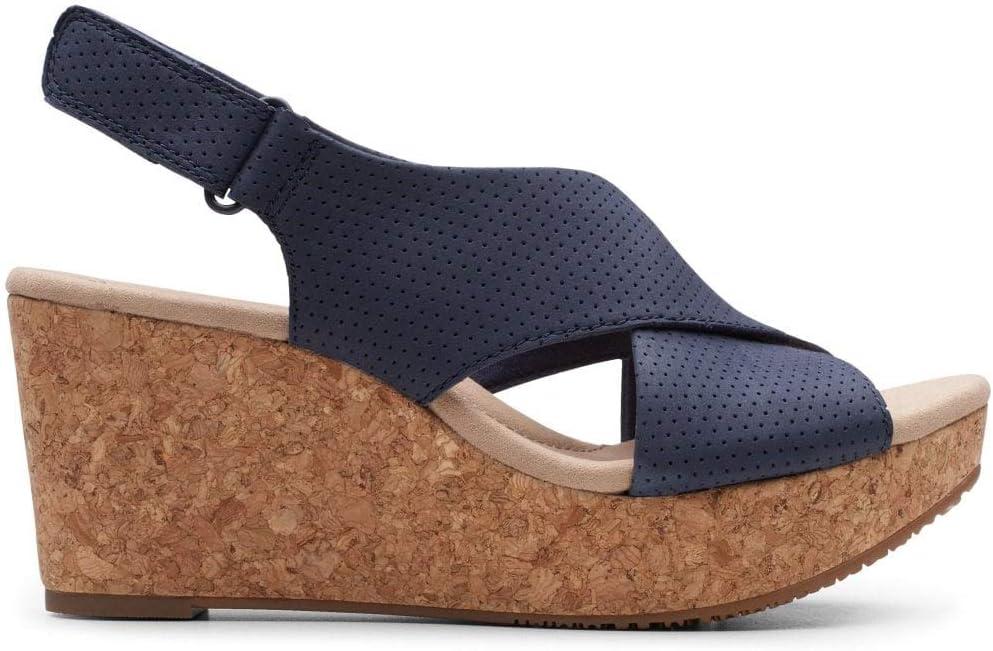 imageClarks Womens Annadel Eirwyn Wedge SandalBlue Navy Suede Navy Suede