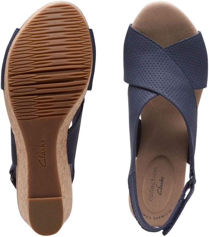 imageClarks Womens Annadel Eirwyn Wedge SandalBlue Navy Suede Navy Suede