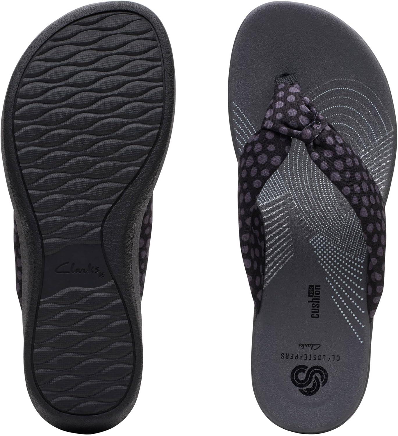 imageClarks Womens Arla Glison Flip FlopBlack Textile Grey Dots