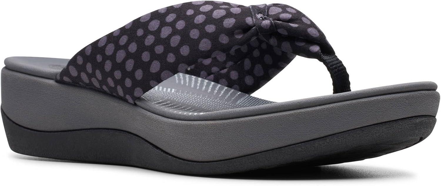imageClarks Womens Arla Glison Flip FlopBlack Textile Grey Dots