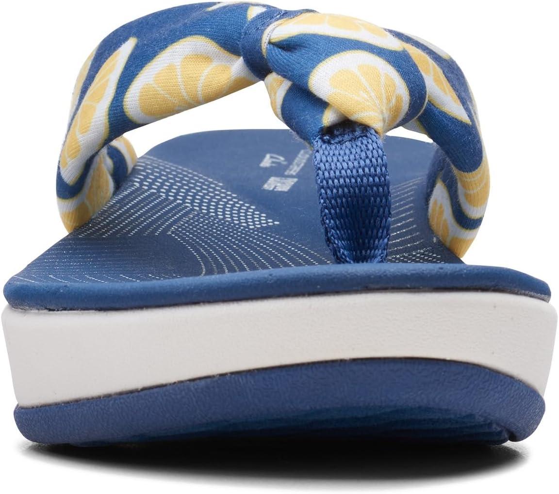 imageClarks Womens Arla Glison Flip FlopBlue Textile With Lemons