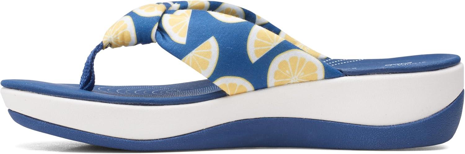 imageClarks Womens Arla Glison Flip FlopBlue Textile With Lemons