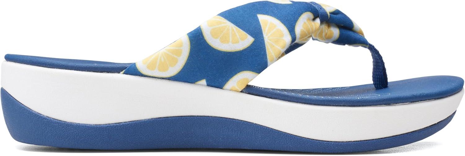 imageClarks Womens Arla Glison Flip FlopBlue Textile With Lemons