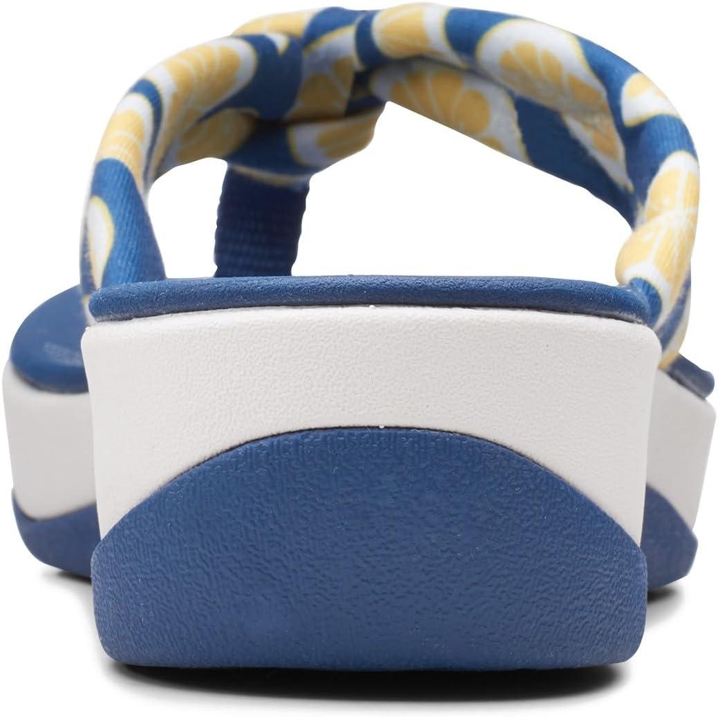 imageClarks Womens Arla Glison Flip FlopBlue Textile With Lemons