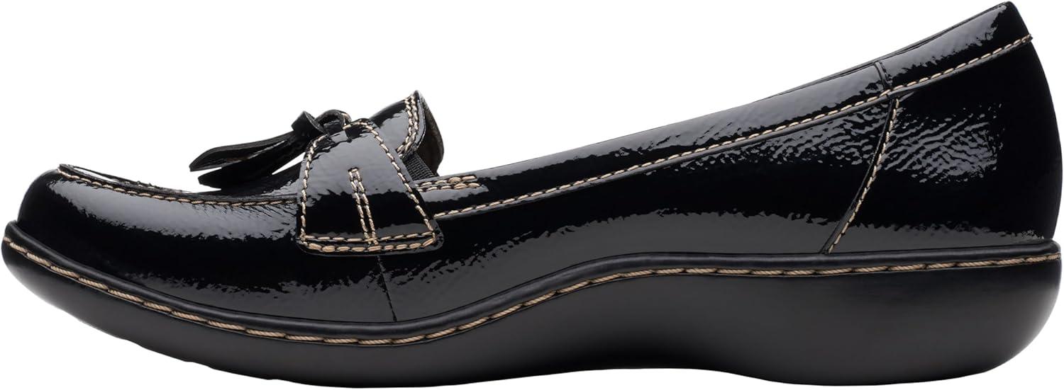imageClarks Womens Ashland Bubble Slip On LoafersBlack Crinkle Patent