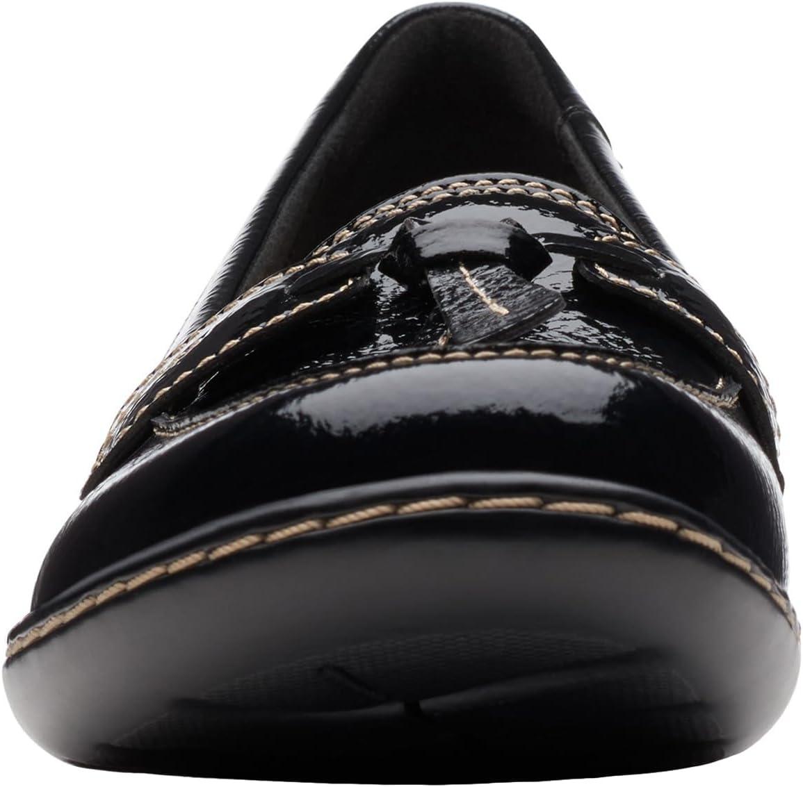 imageClarks Womens Ashland Bubble Slip On LoafersBlack Crinkle Patent