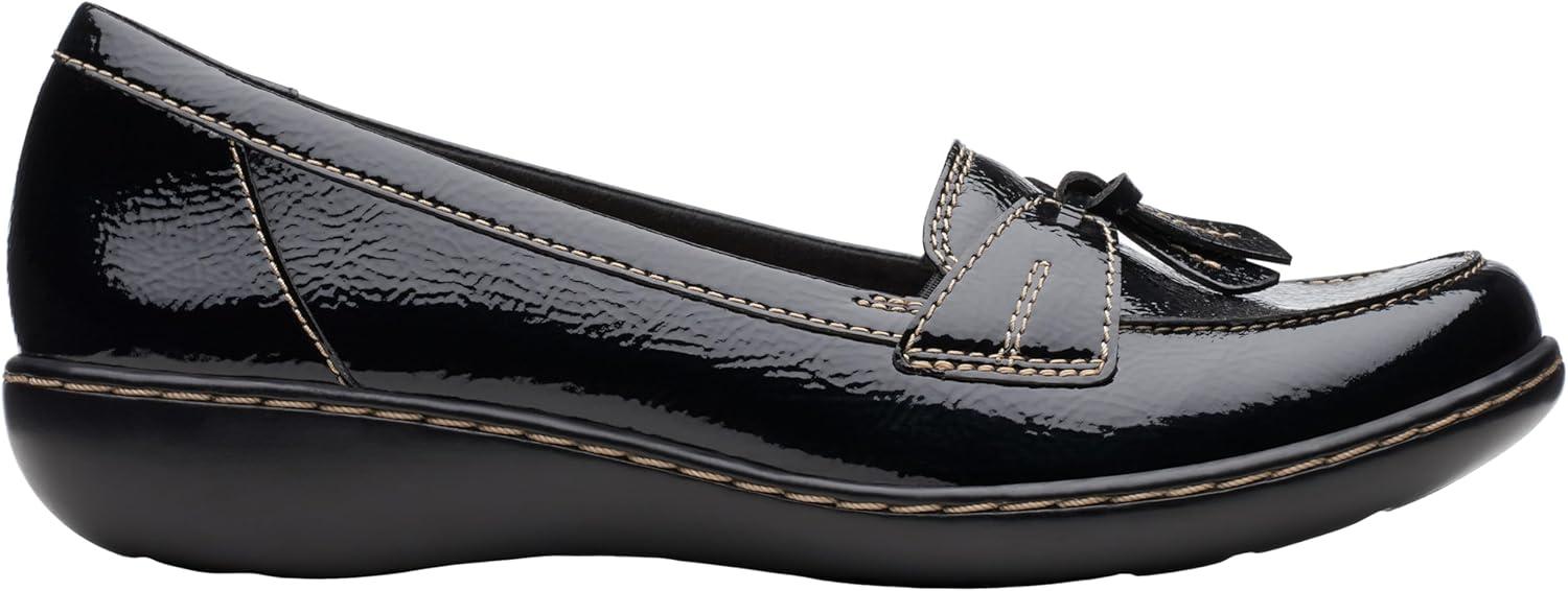 imageClarks Womens Ashland Bubble Slip On LoafersBlack Crinkle Patent