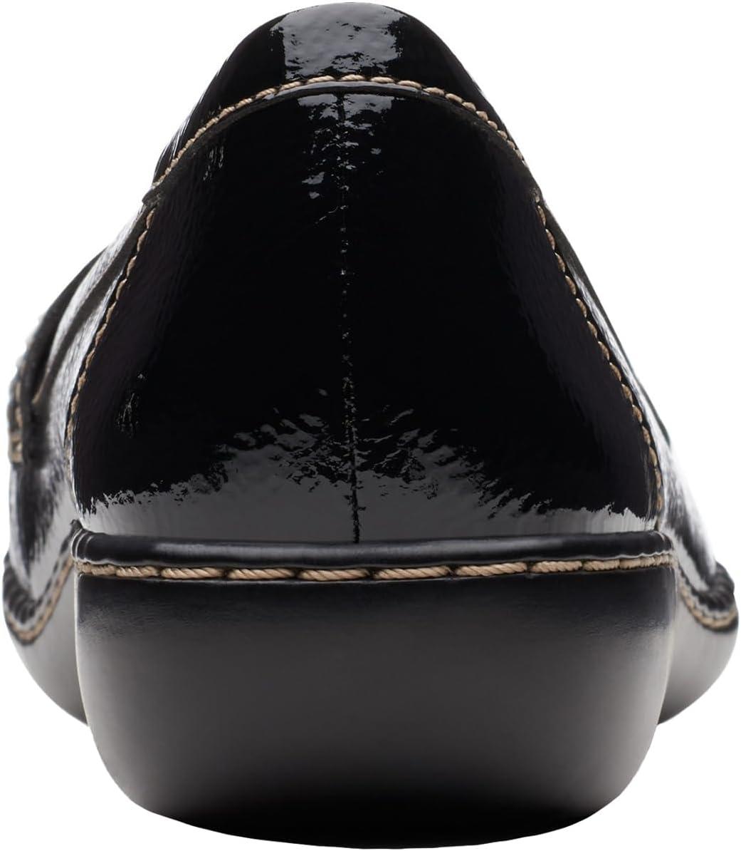 imageClarks Womens Ashland Bubble Slip On LoafersBlack Crinkle Patent