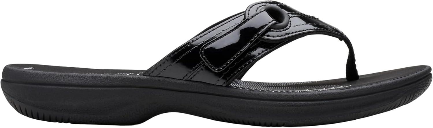 imageClarks Womens Breeze Reyna Cloudsteppers FlipFlopBlack Patent Synthetic
