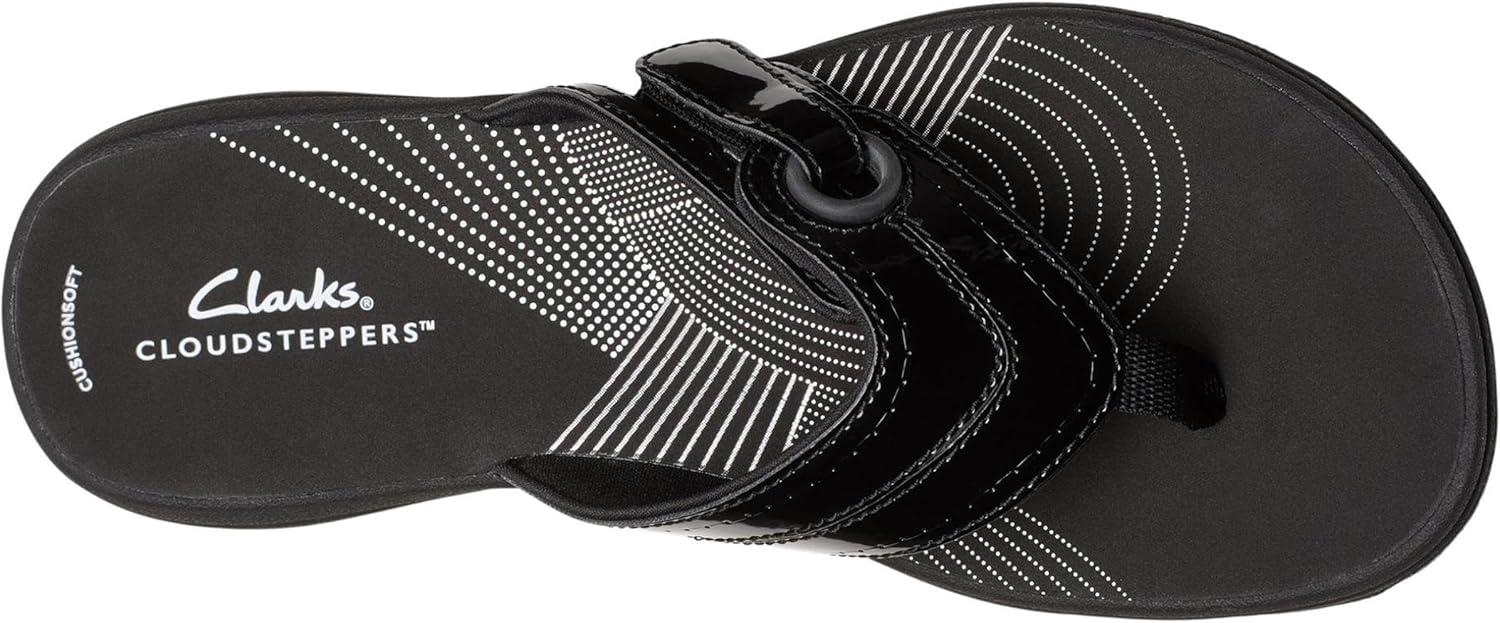 imageClarks Womens Breeze Reyna Cloudsteppers FlipFlopBlack Patent Synthetic