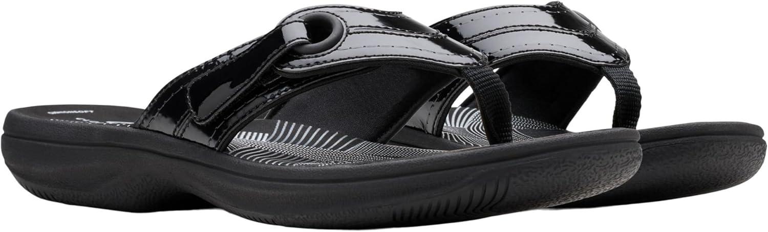 imageClarks Womens Breeze Reyna Cloudsteppers FlipFlopBlack Patent Synthetic