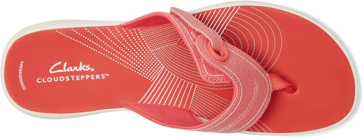 imageClarks Womens Breeze Reyna Cloudsteppers FlipFlopBright Coral Synthetic