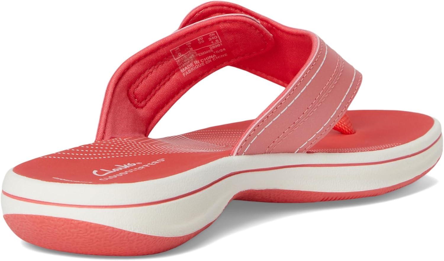 imageClarks Womens Breeze Reyna Cloudsteppers FlipFlopBright Coral Synthetic