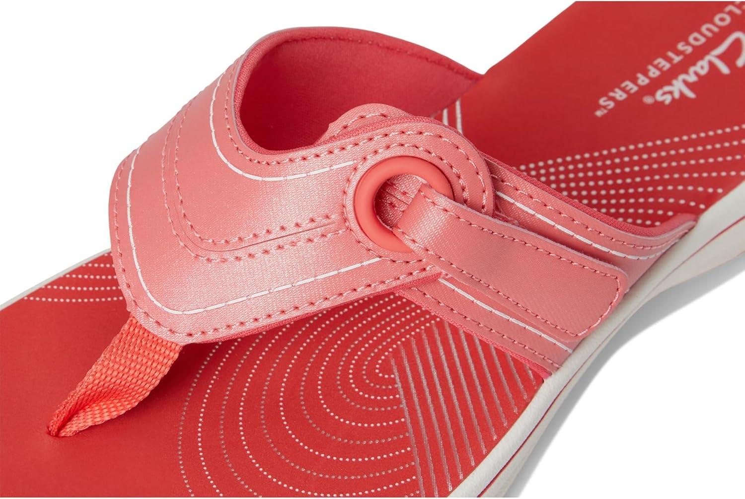 imageClarks Womens Breeze Reyna Cloudsteppers FlipFlopBright Coral Synthetic