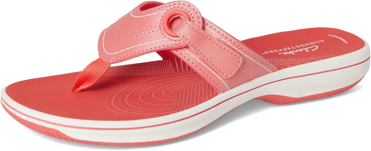 imageClarks Womens Breeze Reyna Cloudsteppers FlipFlopBright Coral Synthetic