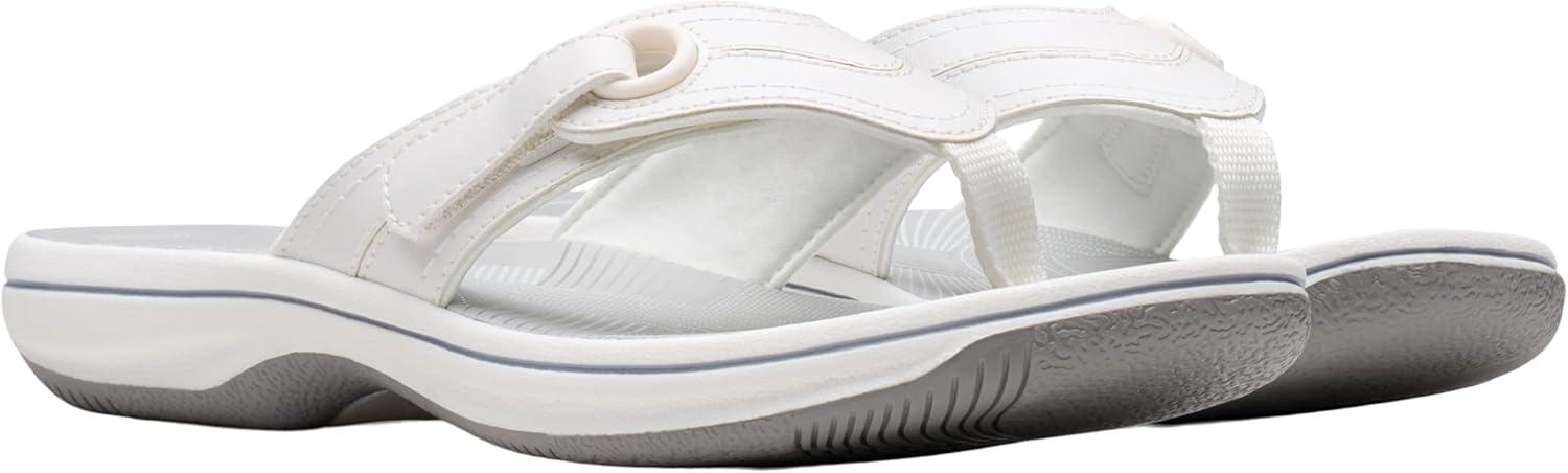imageClarks Womens Breeze Reyna Cloudsteppers FlipFlopWhite Synthetic