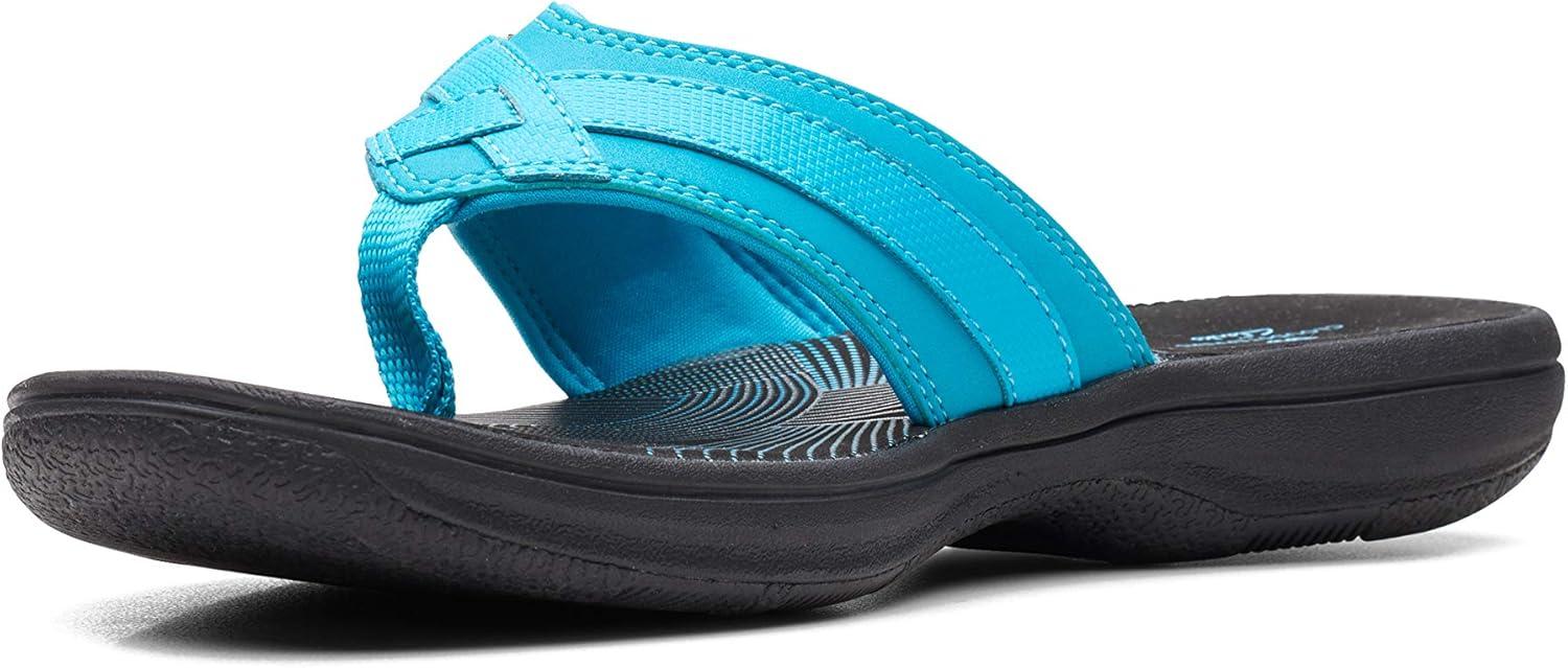 imageClarks Womens Breeze Sea FlipFlopAqua SyntheticBlack Sole