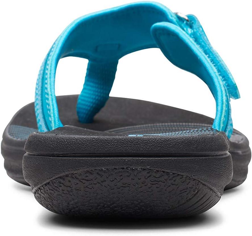 imageClarks Womens Breeze Sea FlipFlopAqua SyntheticBlack Sole