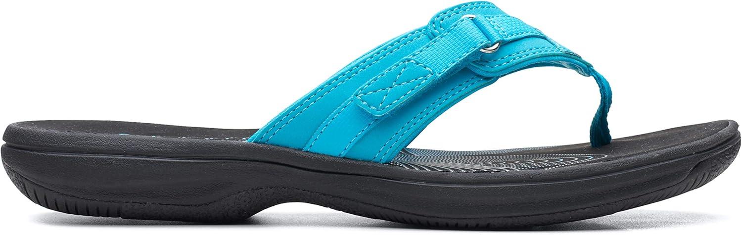 imageClarks Womens Breeze Sea FlipFlopAqua SyntheticBlack Sole