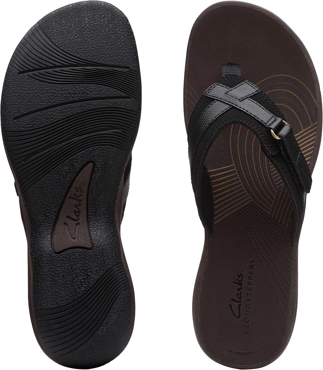 imageClarks Womens Breeze Sea FlipFlopBlack SynetheticBrown Sole