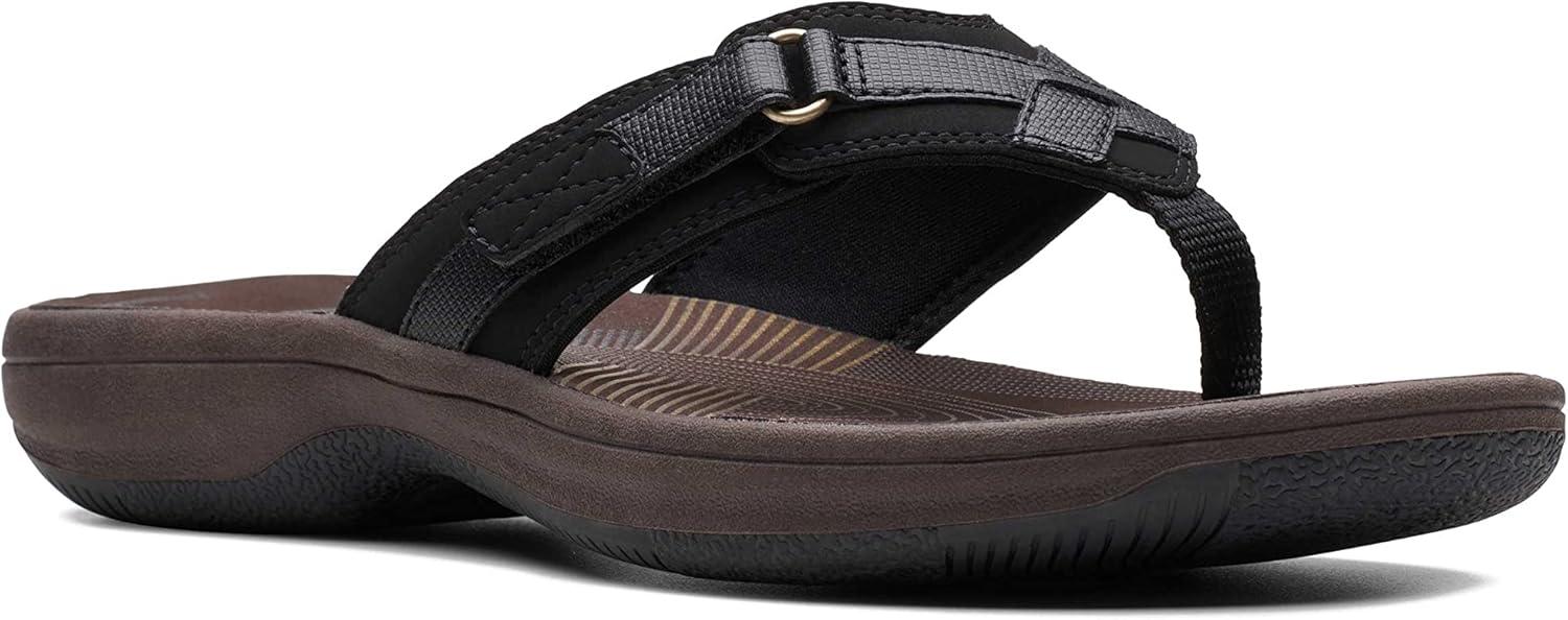 imageClarks Womens Breeze Sea FlipFlopBlack SynetheticBrown Sole