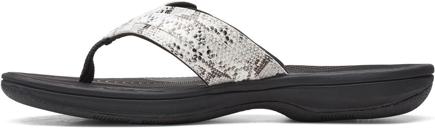 imageClarks Womens Breeze Sea FlipFlopBlackWhite Snake Synthetic