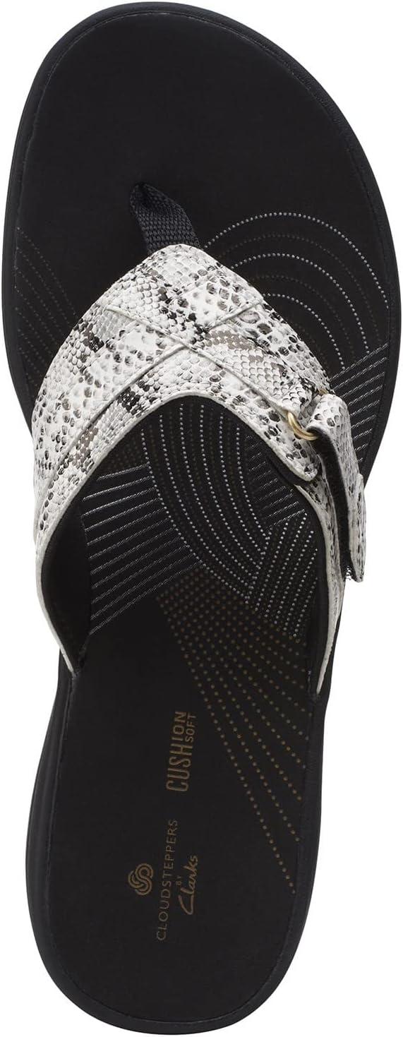 imageClarks Womens Breeze Sea FlipFlopBlackWhite Snake Synthetic