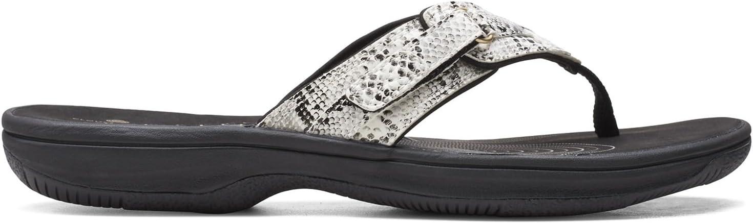 imageClarks Womens Breeze Sea FlipFlopBlackWhite Snake Synthetic