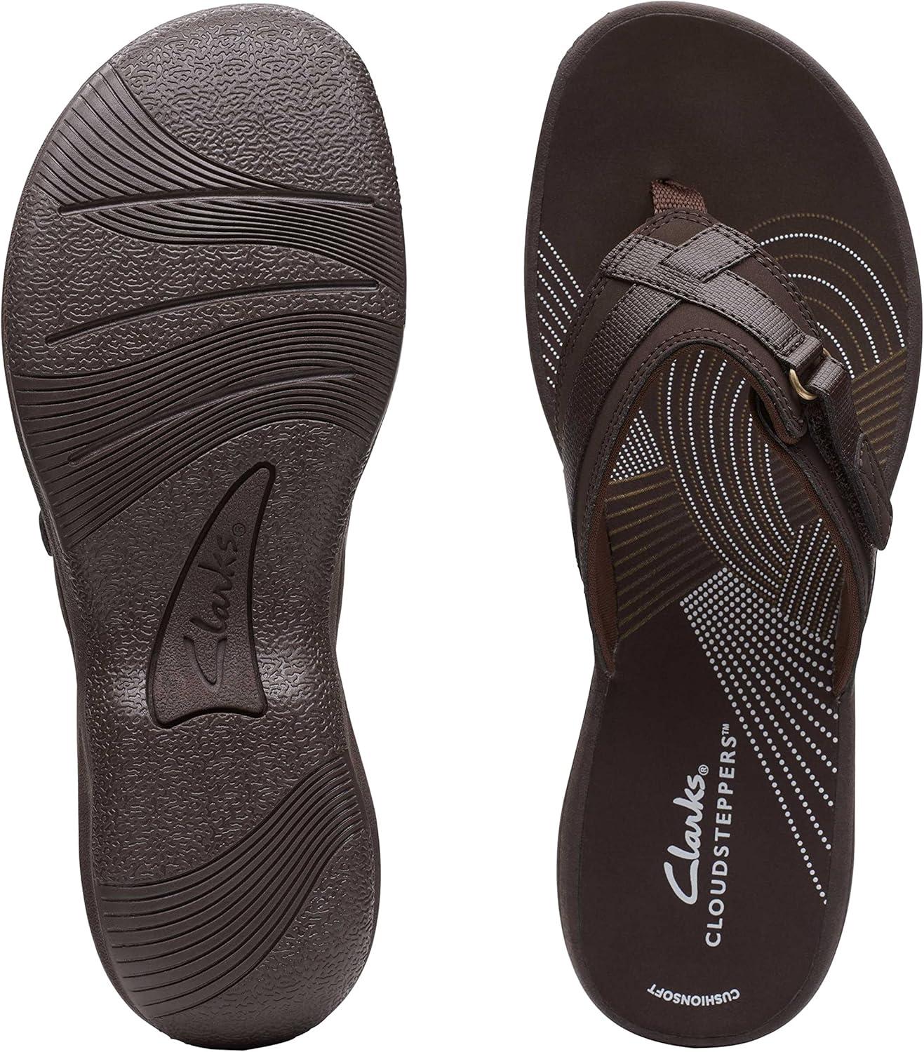 imageClarks Womens Breeze Sea FlipFlopBrown SyntheticBrown Sole