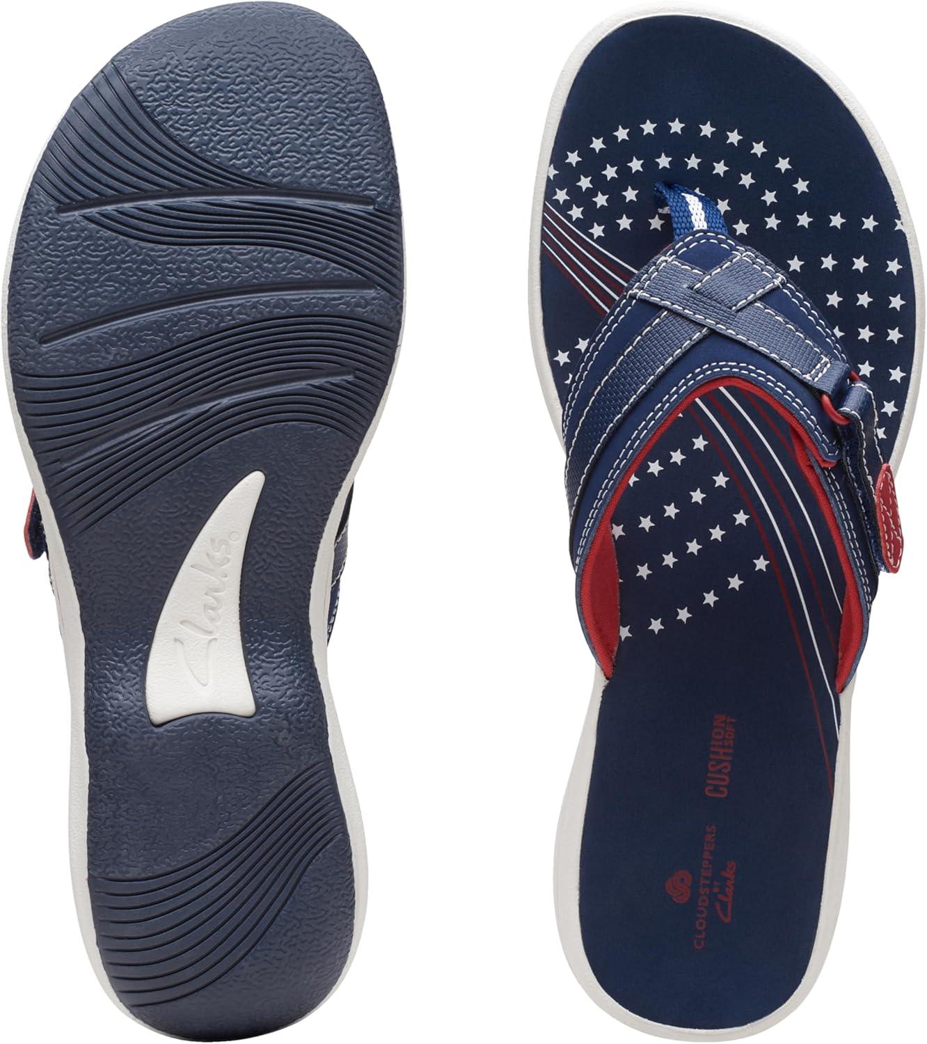 imageClarks Womens Breeze Sea FlipFlopNavyRed Synthetic