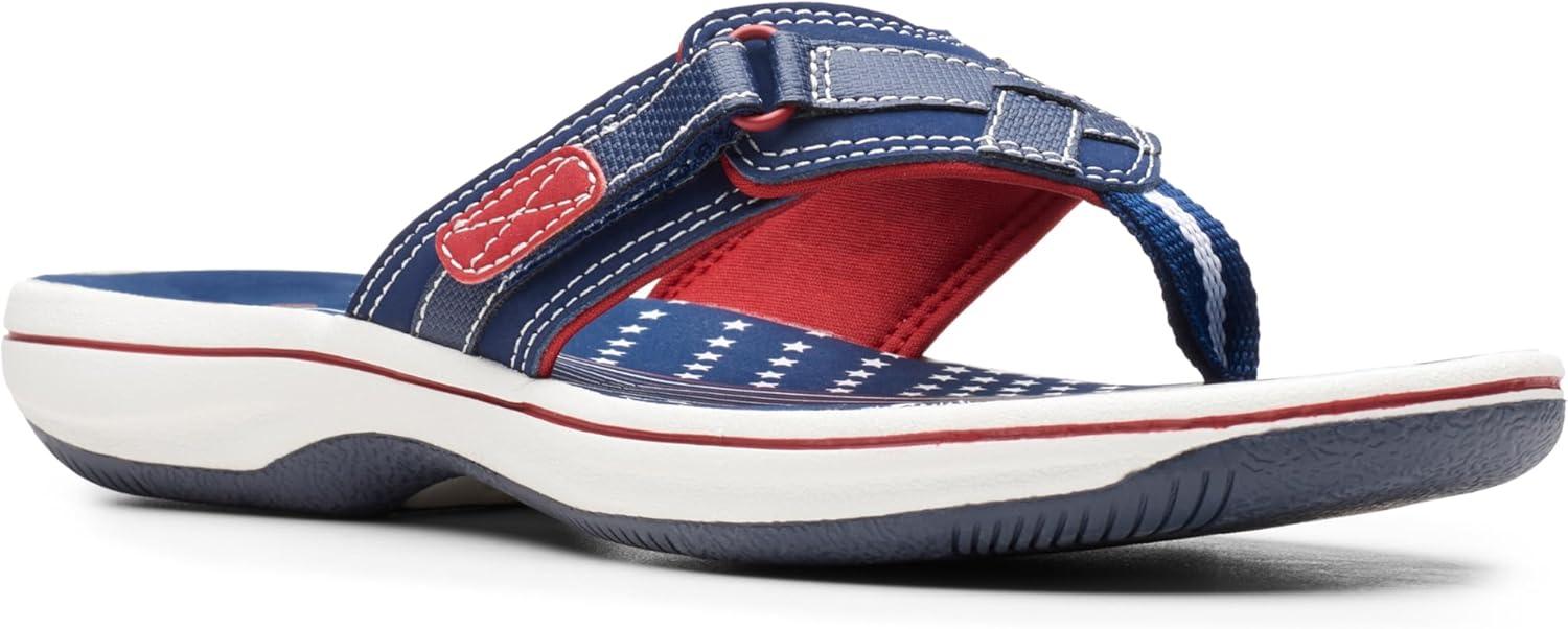 imageClarks Womens Breeze Sea FlipFlopNavyRed Synthetic