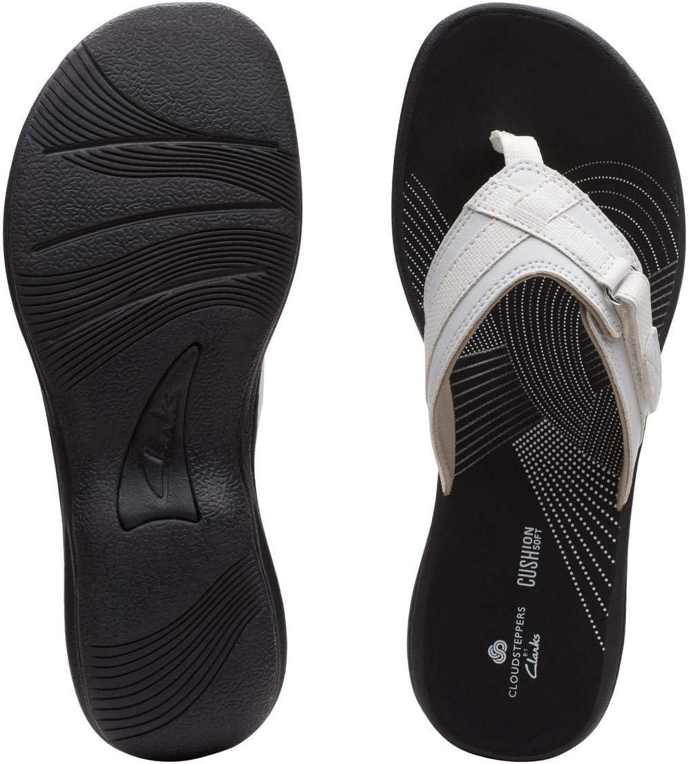 imageClarks Womens Breeze Sea FlipFlopWhite SyntheticBlack Sole