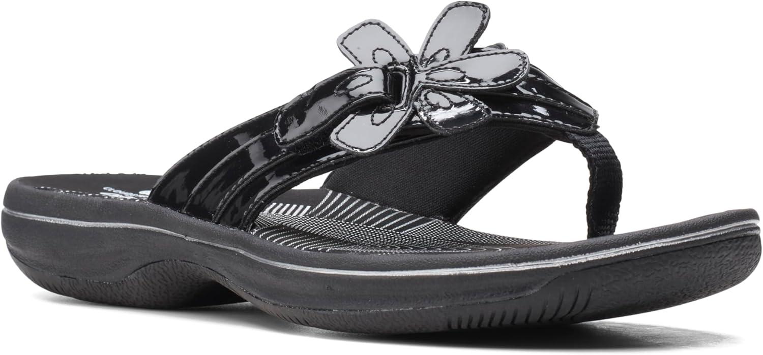 imageClarks Womens Brinkley Flora Cloudsteppers FlipFlopsBlack Patent