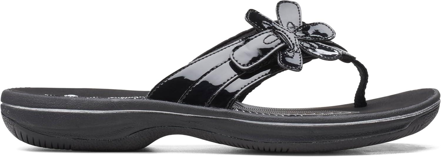 imageClarks Womens Brinkley Flora Cloudsteppers FlipFlopsBlack Patent