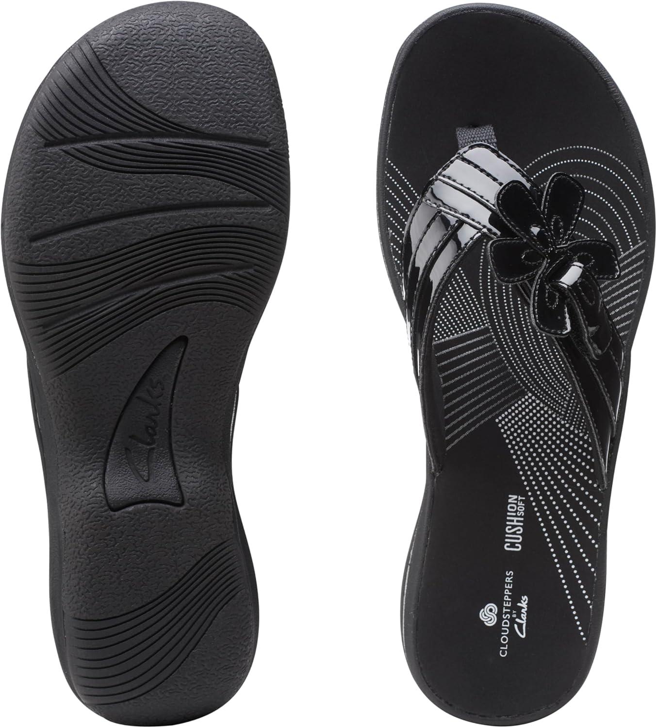 imageClarks Womens Brinkley Flora Cloudsteppers FlipFlopsBlack Patent
