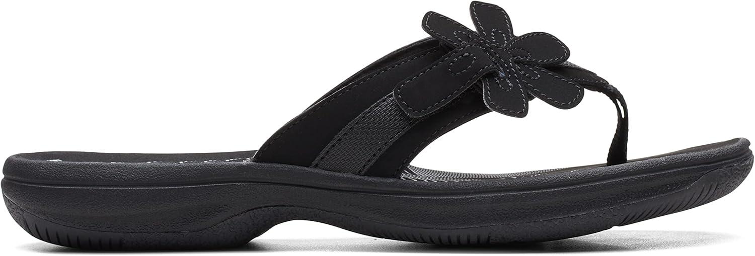 imageClarks Womens Brinkley Flora Cloudsteppers FlipFlopsBlack Synthetic