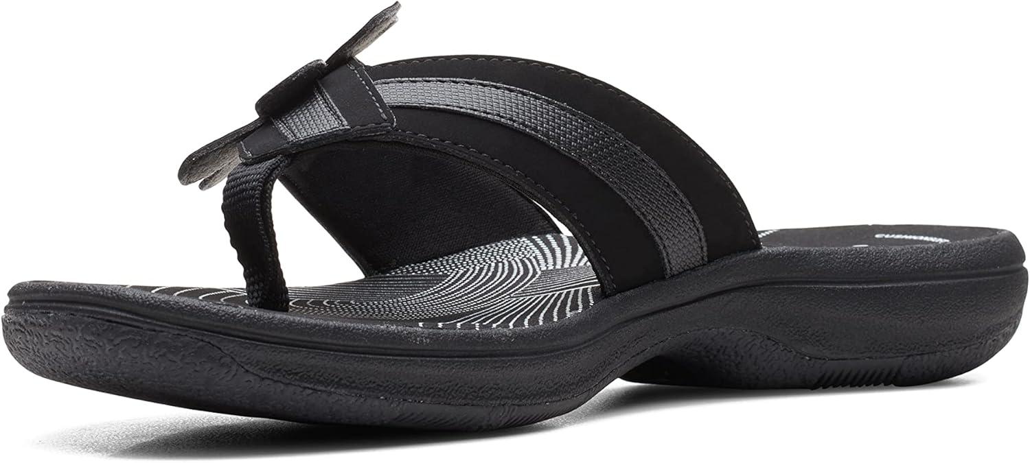 imageClarks Womens Brinkley Flora Cloudsteppers FlipFlopsBlack Synthetic