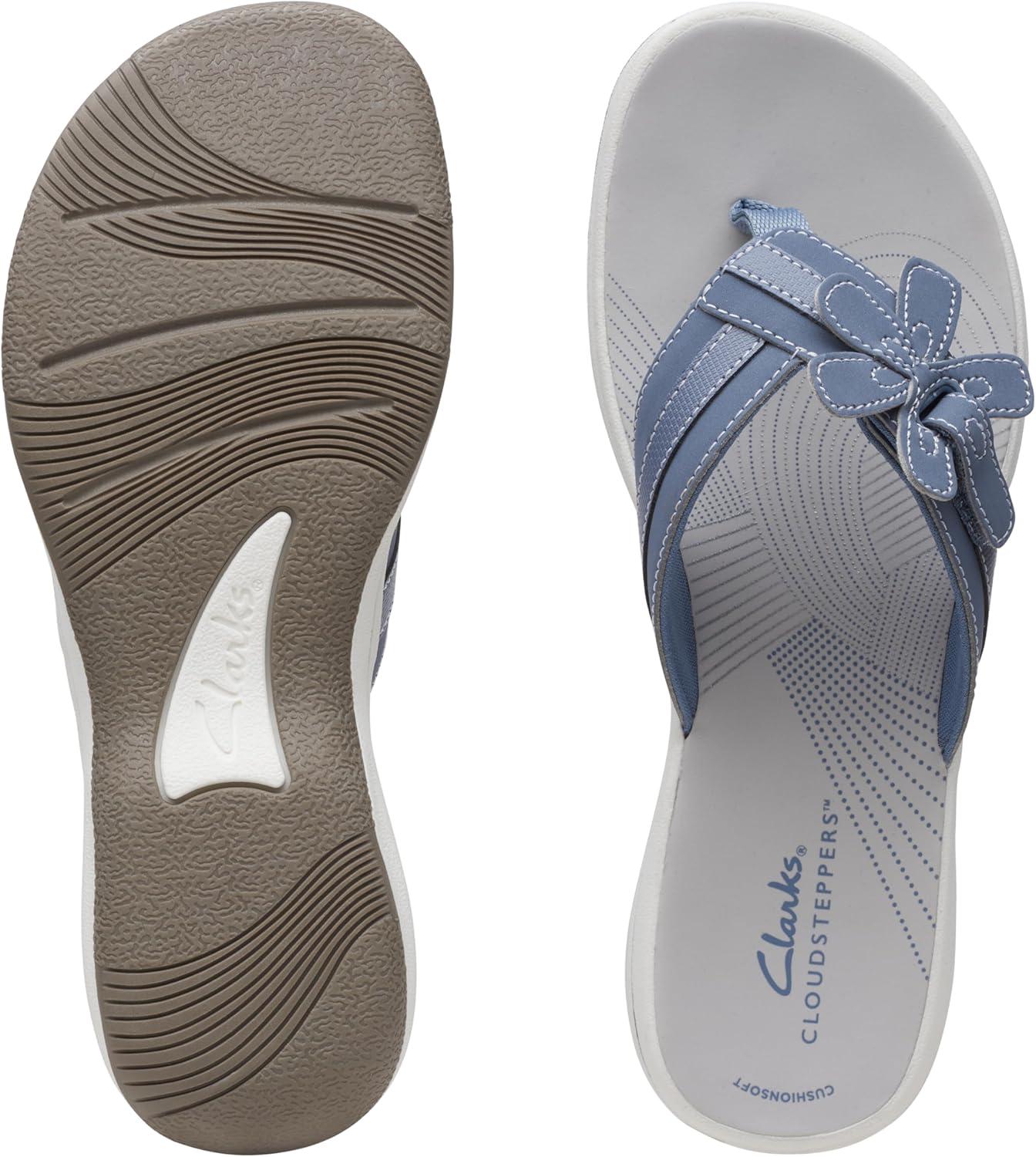 imageClarks Womens Brinkley Flora Cloudsteppers FlipFlopsDenim Blue Synthetic