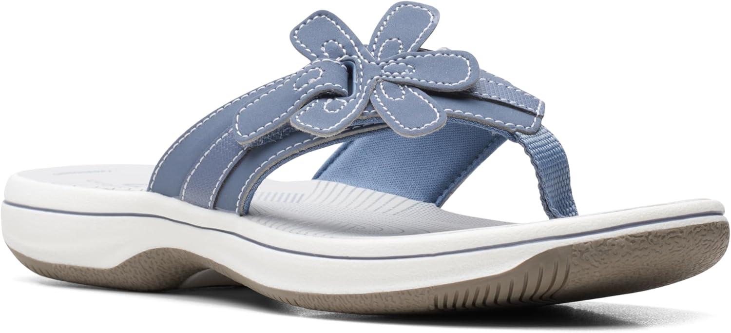 imageClarks Womens Brinkley Flora Cloudsteppers FlipFlopsDenim Blue Synthetic