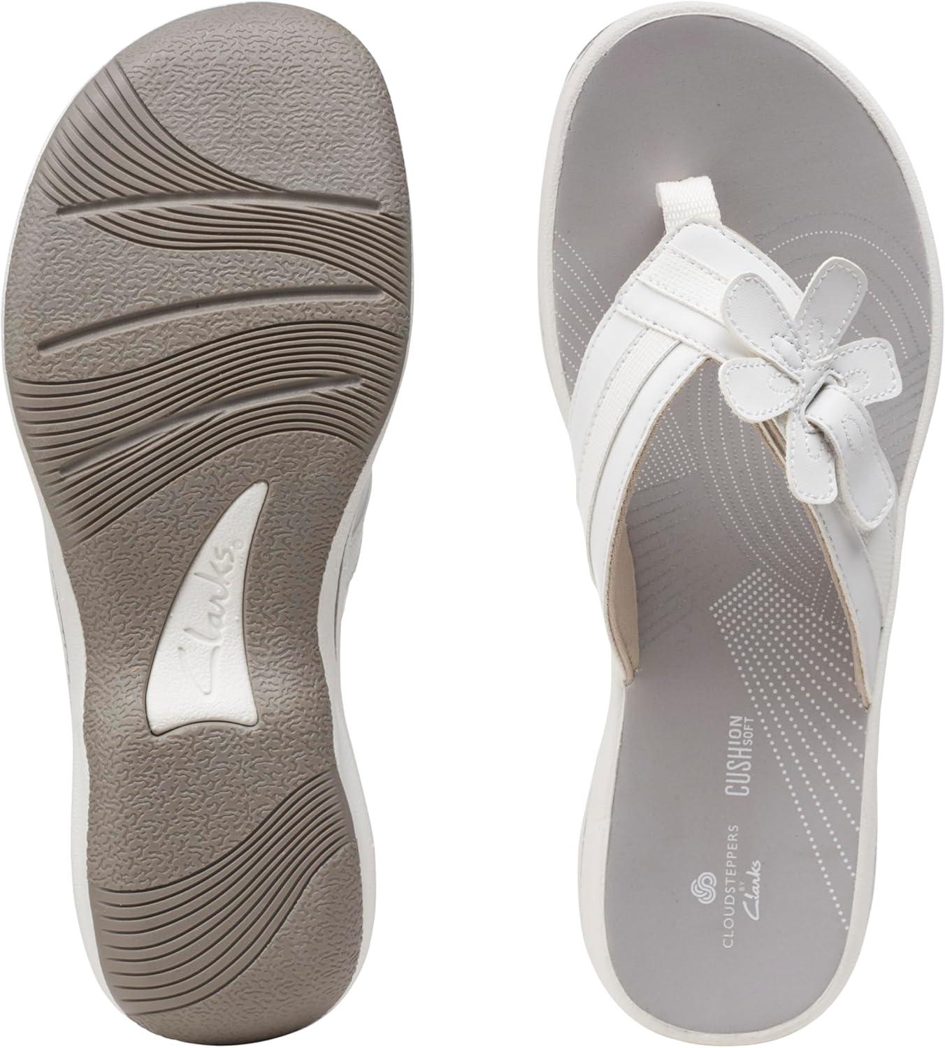imageClarks Womens Brinkley Flora Cloudsteppers FlipFlopsWhite